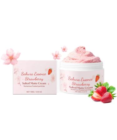 Cherry Blossom & Strawberry Sugar Scrub Exfoliating Body & Foot Scrub Gentle Skin Exfoliator for Body Care Polish Away Dead Skin Cells Unclog Pores Improve Skin Texture Sweet Scent Bodys Exfoliator