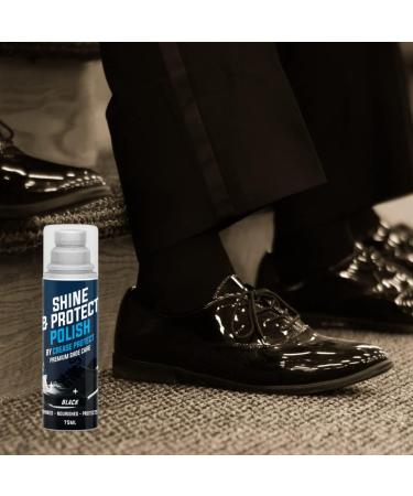 Shine & Protect Shoe Polish - 75ml Liquid Shoe Polish - Colour Restorer For All Leather Shoes - Black Shoe Polish Brown Shoe Polish & Neutral Shoe Polish - Easy To Use Boot Polish Sponge Applicator Pack of 1 Black - Buy Online on GoSupps.com