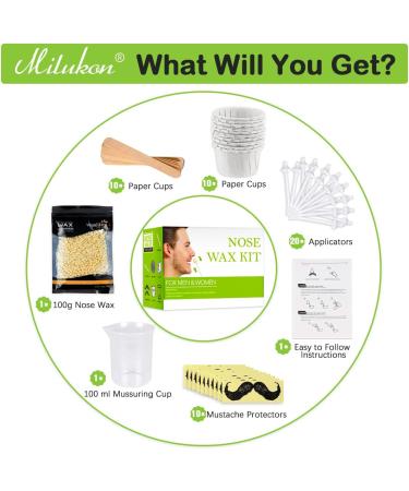 Nose Wax Kit 100g for Men & Women - Hair Removal Wax with 20 Safe Tip Applicators, 10 Containers & Moustache Stencils - Buy Online on GoSupps.com