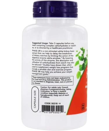 Now Foods Phase 2 Starch Neutralizer 500mg - 120 Veg Capsules - Buy Online on GoSupps.com