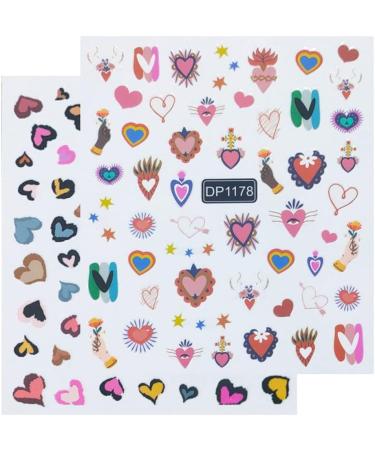 Hot Nail Art Decorations DIY Manicure Nail Stickers Self Adhesive Decals 3D Colorful Heart Love(DP1175) - Buy Online on GoSupps.com