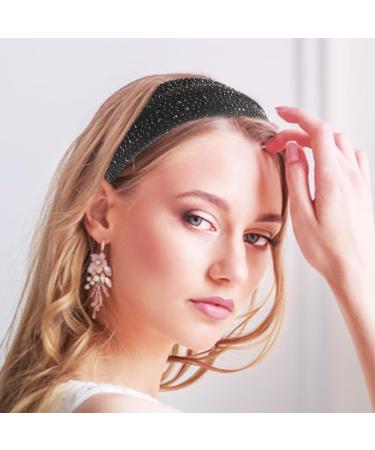 scicent Hairband 2 Pieces Wide Alice Bands Rhinestone Headbands Bling Glitter Pearl Hair Accessories Crystal Embellished Hair Band Elastic No Slip Headwear for Women - 29609 - Buy Online on GoSupps.com