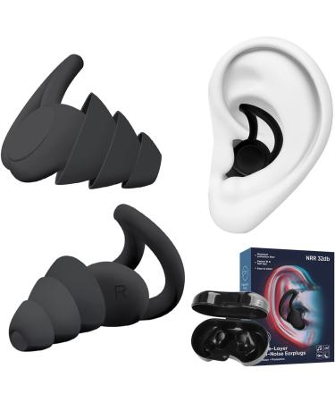 Ear Plugs for Sleeping Noise Cancelling  Reusable Silicone Ear Plug  Comfortable Hearing Protection for Work  Study  Travel and Noise Reduction  Black