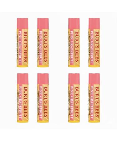 Burt's Bees Pink Grapefruit Moisturizing Lip Balm .15 Ounce 100% Natural Origin (8)