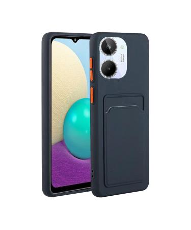 Tivenfezk Nadoli Silicone case for Oppo Realme 10 4G Ultra thin shockproof scratch -resistant wallet soft TPU protective cover mobile phone case with credit card holder Oppo realme 10 4g dark blue