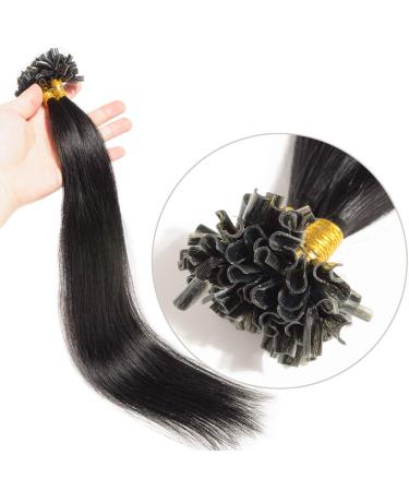 Bonding Extensions | 100% Remy Human Hair U-Tip Extensions - 0.5g/Strand 200 Strands Black #1 50 cm (100g) - International Shipping Available - Buy Online on GoSupps.com