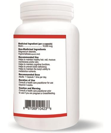 Nutridom Biotin 10 000 mcg Supports Hair Skin and Nails Vegan Vitamin B7 Supplement Extra Strength Non-GMO Gluten free Soy fee and Dairy free (150 Veggie Capsules) - Buy Online on GoSupps.com