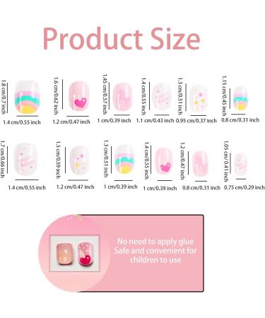 96-Piece Kids Fake Nails Set with Nail Glue - Short False Nails for Children Girls | Pre-Glue, Full Cover, Lovely Design - Ready to Wear Press-On Gel Nails (B) - Buy Online on GoSupps.com