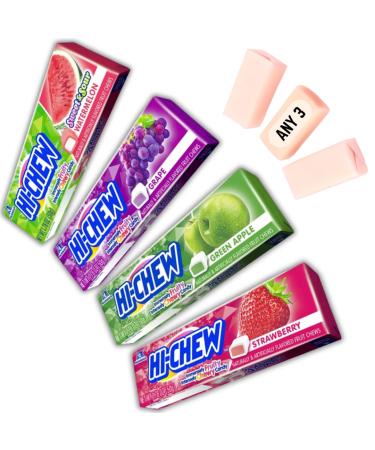 Hi Chew sweets | 3 random of 4 flavours Selected for fruit lovers | intense chewy and immense flavour symphony of sweet & sour watermelon strawberry apple and grape | pack of 3 Japanese sweets