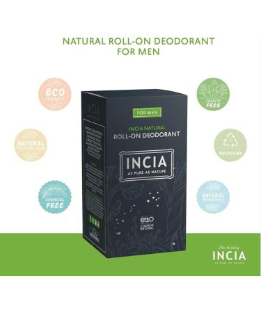 INCIA Natural Sensitive Roll-On Deodorant For Men 50ml - Buy Online on GoSupps.com