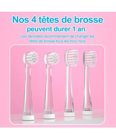 Seago Electric Toothbrush for Kids (6 Months - 4 Years) - Waterproof Smart Timer LED Colors 4 Brush Heads Battery Included - SG513 Pink - Buy Online on GoSupps.com