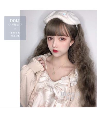 Uwowo Long wavy hair Lolita Wigs Heat Resistant Synthetic Hair Anime Party wigs 6 color Colourful wig 70cm Linen gray