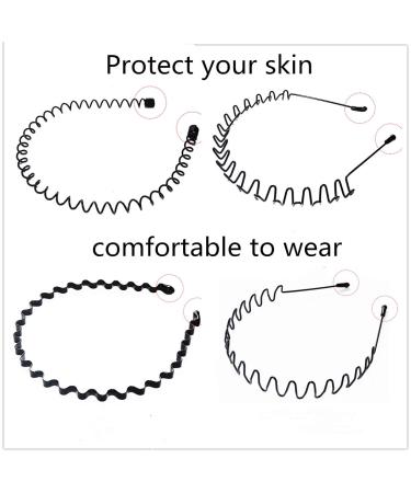 10 Pack Black Metal Headbands for Men and Women - Spring Wavy Hairband Set for Sports Outdoors - Buy Online on GoSupps.com