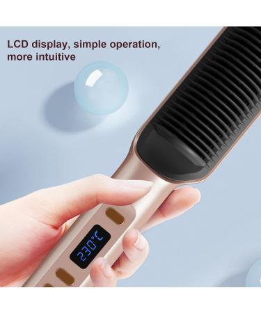 Hair Straightener Brush - 30s Fast Heat 35W Frizz Control Comb for All Hair Types | Rose Gold - Buy Online on GoSupps.com
