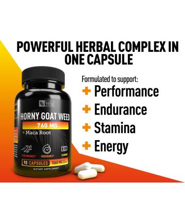 Horny Goat Weed & Maca Extract Capsules | 1050mg | Performance & Stamina Support | Non-GMO GMP Certified - Buy Online on GoSupps.com