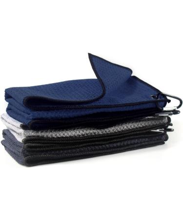 ToVii Golf Towel with Microfiber Waffle Pattern, Brush Tool Kit, Club Groove Cleaner, and Divot Tool - Navy | Golf Accessories for Men - Buy Online on GoSupps.com