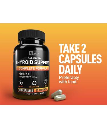 Thyroid & Energy Support Complex with Iodine - Boost Energy, Metabolism, & Adrenal Health - 120 Capsules - Buy Online on GoSupps.com
