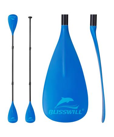 BLISSWILL SUP Paddles - Adjustable Stand Up Paddle 3-Piece or 4-Piece Floating Alloy Portable Kayak Paddle A:4-Piece Paddle (Blue)