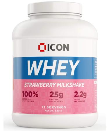 ICON Nutrition Whey Protein Powder 2.27kg 71 Servings - Strawberry Milkshake Strawberry 2.27 kg (Pack of 1)