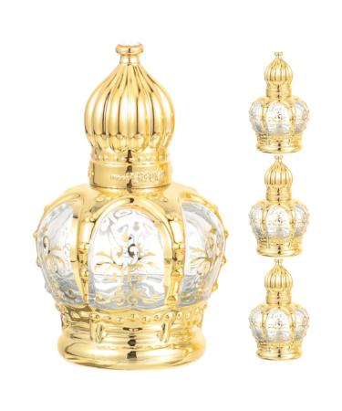 FRCOLOR 4pcs Vintage Perfume Bottles Clear Glass Empty Perfume Bottles Refillable Luxury Spray Perfume Bottle Fancy Spray for Living Room Bedroom Decor Birthday Holiday (10ml Golden)