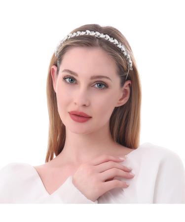 Hernoblerest White Pearl Rhinestone Crystal Headband for Women - Handcrafted Baroque Fashion Hair Accessory - Buy Online on GoSupps.com