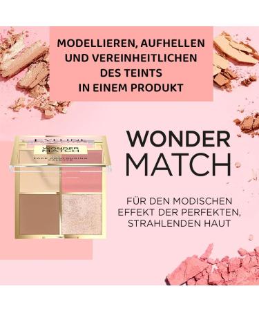 Eveline Cosmetics Wonder Match Face Contour Palette No. 01 Vegan Multifunctional Makeup with Bronzer Blush Highlighter & Powder - Buy Online on GoSupps.com