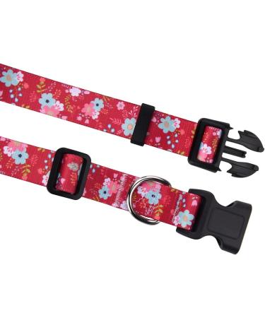 Mihqy Soft & Comfortable Nylon Dog Collar for Small & Medium Dogs | Red Flower Design | Adjustable 38-63 cm | Perfect for Puppies & Cats - Buy Online on GoSupps.com