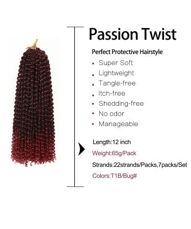 Passion Twist Hair - 12 Crochet Braids (7 Packs) for Bohemian Styles | T1B-Bug Synthetic Hair Extensions - Buy Online on GoSupps.com