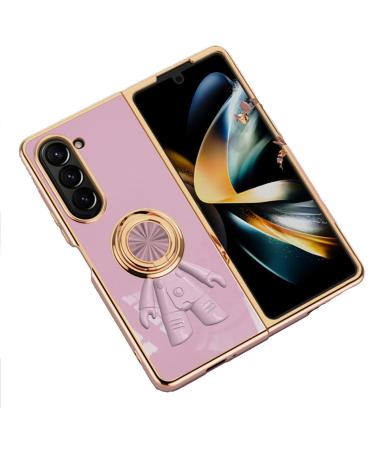 Tivenfezk nadoli for samsung galaxy z fold 4 astronaut hidden stand shell caricature ultra thin coating galvanized 360 ring stand soft silicone scratch -resistant cell phone cover protective cover samsung galaxy z fold 4 purple