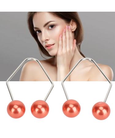 Dimple Maker for Cheek 2 Pair Portable Facial Dimple Trainer for Cheeks Develop Face Cheeks Easy to Wear Comfort Improve Smile Dimple Maker Balls Tool Women Girls (Red)