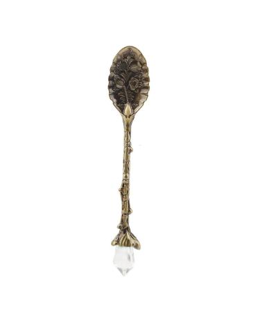 Vintage Spoon Stir Spoon Crystal Head Vintage Pattern Shaped Coffee Spoon Dessert Spoon Dessert Scoop(Green Bronze)