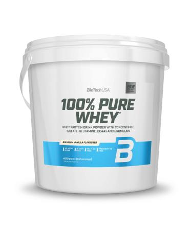 Biotechusa 100% pure whey |Protein powder with BCAA and glutamine |Gluten -free palm oil -free |21g protein per portion 4 kg bourbon vanilla bourbon vanilla 4 kg (1 Pack)