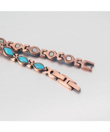 YINOX Ladies Magnetic Bracelet for Women - Turquoise Blue Semi-Precious Gemstone Copper Jewelry - Buy Online on GoSupps.com