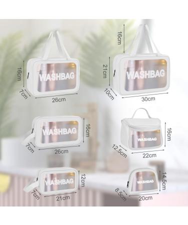 Aucuu 6 Pcs Clear Toiletry Bag Set - Waterproof Transparent Travel Wash Bags for Women and Girls (White) - Buy Online on GoSupps.com