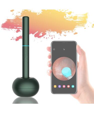 Intelligent Wireless Otoscope Earwax Removal Kits with 3 Million High-Precision Endoscope Widely Compatible Magnetic Charging Base for Daily Cleaning and Care Green