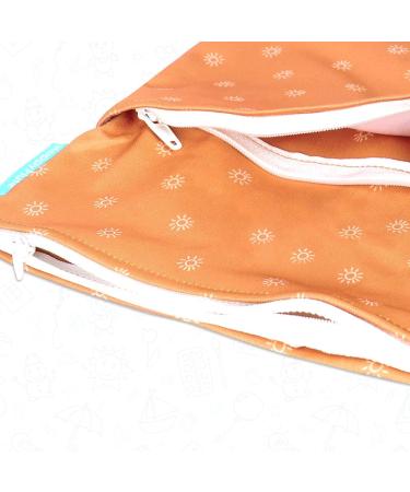 2 pcs/set Wet Dry Bags for Baby Cloth Diapers - Reusable Washable Travel Bags with Two Zippered Pockets, Orange - Buy Online on GoSupps.com