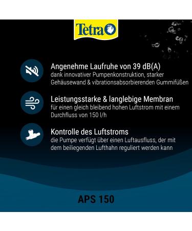 Tetra APS 150 Aquarium Air Pump - Quiet Diaphragm Pump for 80-150L Aquariums | International Shipping Available - Buy Online on GoSupps.com
