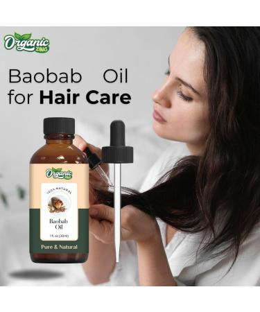 Organic Zing Baobab Oil Pure & Natural for Skin Face Hair Care Aroma Therapy Diffuser Conditioner - 30ml - Buy Online on GoSupps.com