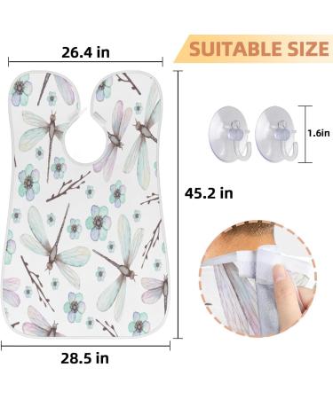 Beard Bib Apron for Men - Waterproof Hair Catcher Cape | Non-Stick Grooming Cloth with Dragonflies & Flowers - Buy Online on GoSupps.com