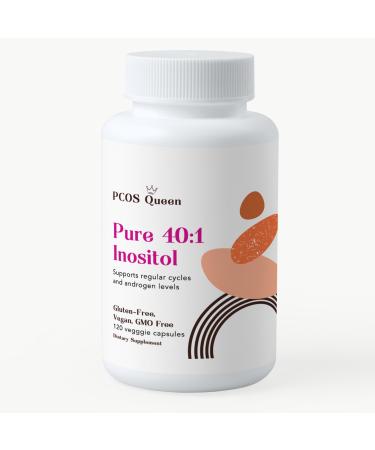 Pure 40:1 Inositol - Myo + D-Chiro Inositol Supplement - for Women with Fertility Skin & Menstrual Cycle Needs - 1 Bottle 120 Count (Pack of 1)