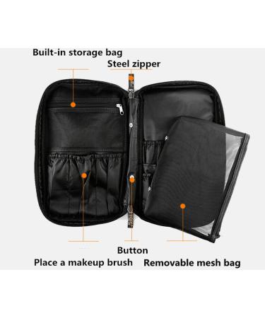 Makeup Brush Pocket & Waterproof Cosmetic Bag - Portable Beauty Travel Storage with Hand Loop - Black - Buy Online on GoSupps.com