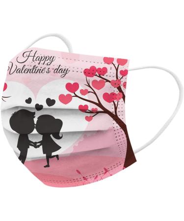 ZQP 50PCS Valentine's Day Disposable Face_Mask for Lover 3 Ply Breathable Safty Earloops Bandanas for Women Men Cute Sweet Heart Shapes Romantic Love Balaclava Valentine's Day - Buy Online on GoSupps.com