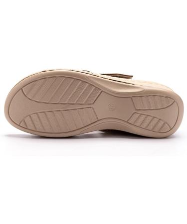 LTLGHY Women Orthotic Sandals | Arch Support Plantar Fasciitis Beach Flip Flops | Brown PU Leather Outdoor Sandal - Size 40 - Buy Online on GoSupps.com