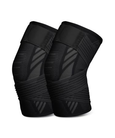 Kniebandage for women men 2 pieces of knee supports with adjustable carriers and anti -slide silicone for sports running arthritis joint pain band injury meniscal tear tendonitis (black XL) black XL - Buy Online on GoSupps.com