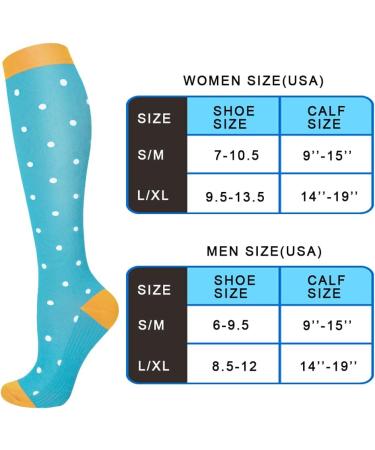 Aoliks Graduated Compression Socks 20-30 mmHg for Running Nurses Travel - Pink/Green/White/Black/Blue - Large/X-Large - Buy Online on GoSupps.com
