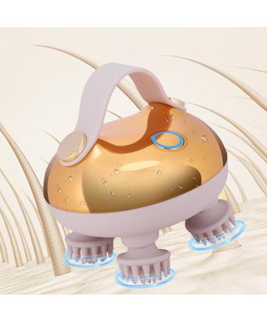 Feelsploh Electrical Scalp Massager - 8 Silicone Heads Infrared Hair Stimulator IPX7 Waterproof | Boost Hair Growth & Relaxation (Gold) - Buy Online on GoSupps.com