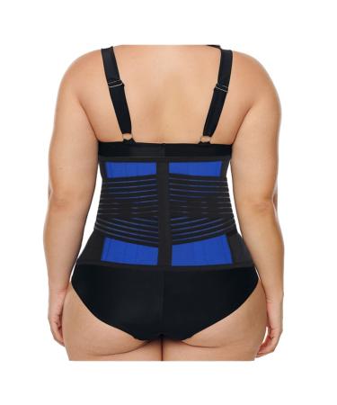 S-6XL Plus Size Lumbar Pain Relief Massage Belt Men Women Lower Back Support Brace Waist Back Posture Correction Tummy Tuck Sports Fitness Waist Trainer (Color : Blue Size : 4X-Large) 4X-Large Blue