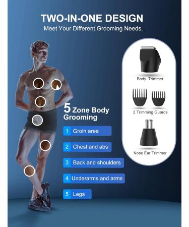 Razor Bartkamm & Bartbrush Set - 2-in-1 Rechargeable Men's Intimrasierer with Nasal Hair Trimmer | Painless Body Razor for Legs Chest Armpits & Ears - Buy Online on GoSupps.com