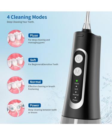 Water Flosser for Teeth - Portable Rechargeable Dental Floss 4 Modes 300ML IPX7 Waterproof Oral Irrigator for Home & Travel - Buy Online on GoSupps.com