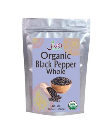Jiva Organics Organic Whole Black Peppercorns 1 Pound - Pepper, Premium Grade for Grinder Refill - Buy Online on GoSupps.com